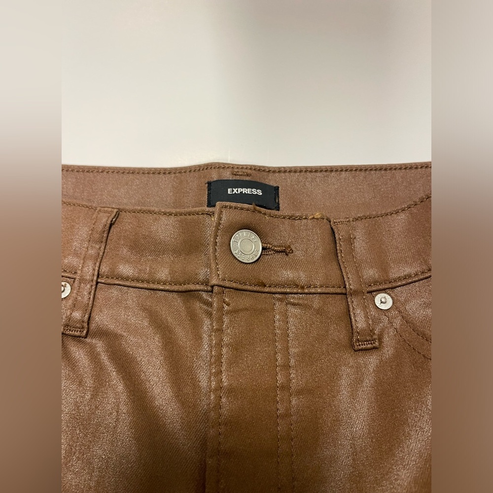 Express Metallic Brown Pants - Picture 2 of 5